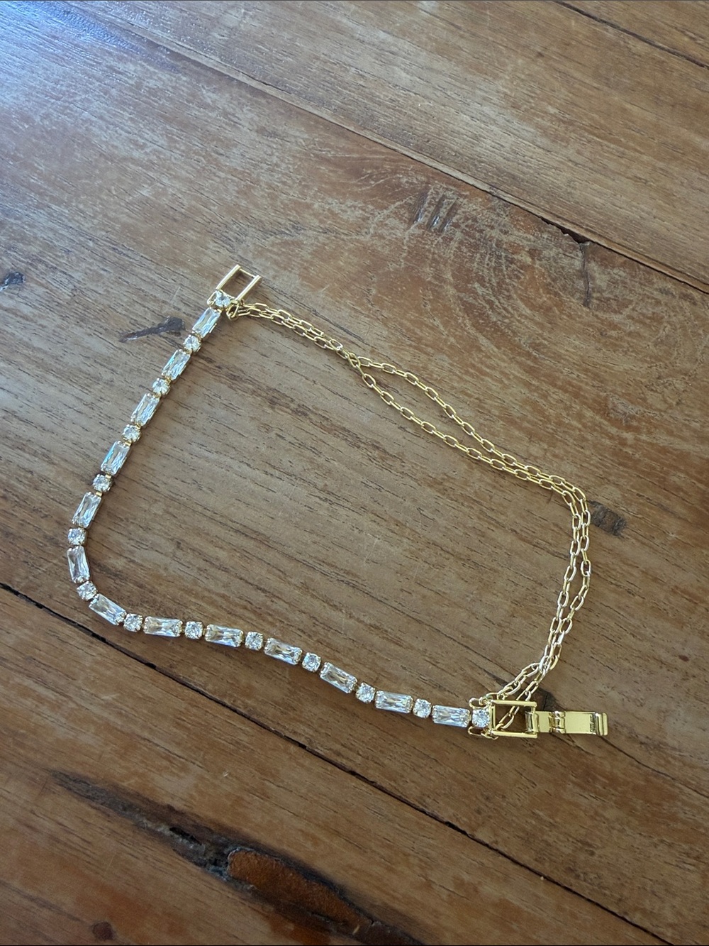 Gold Crystal Tennis Necklace - Women's Jewelry